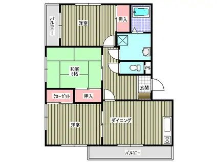 ビューシティ上柴B(3DK/2階)の間取り写真