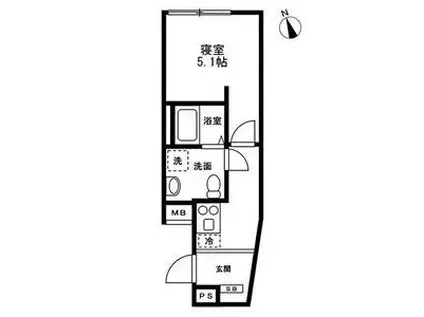 SOLASIA RESIDENCE 千歳船橋II(1K/1階)の間取り写真
