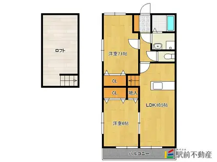 クレアブロン(2LDK/2階)の間取り写真