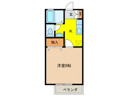 ドミール稲積(1K/2階)の間取り写真