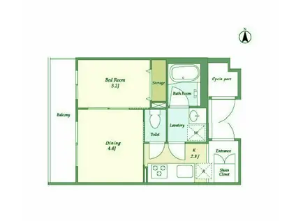 ドゥーエ大鳥居ウエスト(1DK/5階)の間取り写真