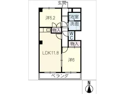 コーポ三瀧(2LDK/3階)の間取り写真