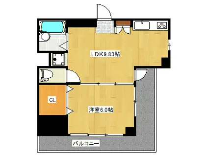 東都ビル(1LDK/3階)の間取り写真