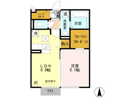 オネスティ(1LDK/1階)の間取り写真