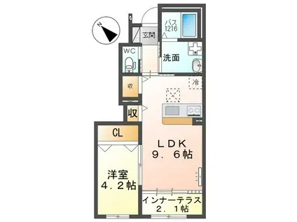 グランデージ桜(1LDK/1階)の間取り写真