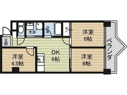 ファンシービル岩間(3DK/8階)の間取り写真