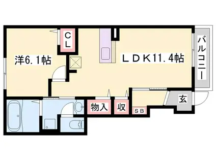 ANGE.A(1LDK/1階)の間取り写真