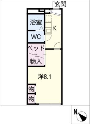 パレス植田山(1K/1階)の間取り写真