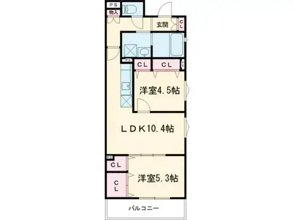 クリエオーレりんくうタウンI(2LDK/1階)の間取り写真