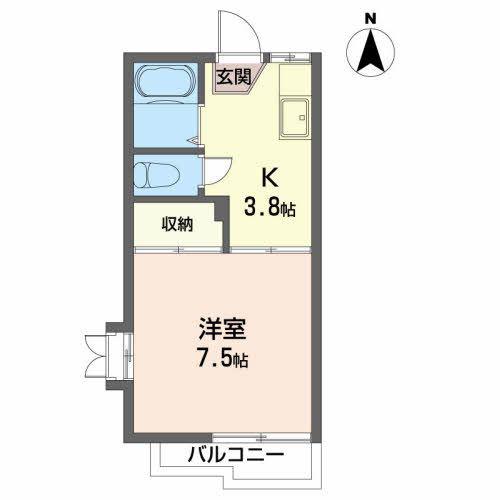 リッチフィールド都南(1K/2階)の間取り写真