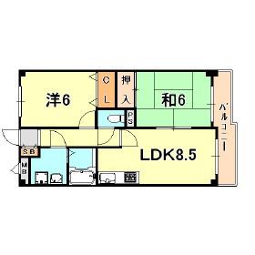 メゾン打出(2LDK/4階)の間取り写真