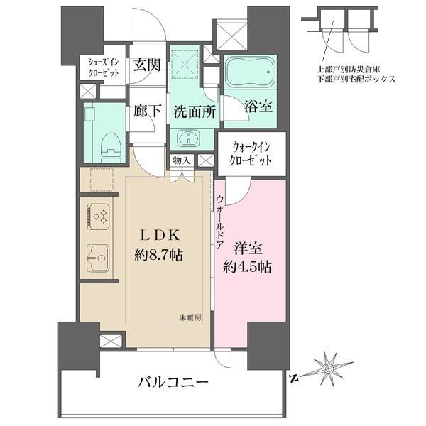 ザ・パークハウス品川荏原中延(1LDK/8階)の間取り写真