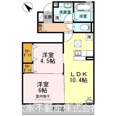 コンフォーティア三城(2LDK/1階)の間取り写真