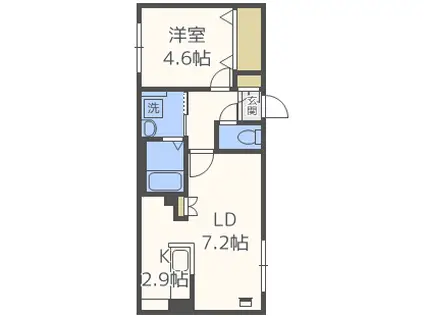 SAKURAコンフォートS(1LDK/2階)の間取り写真