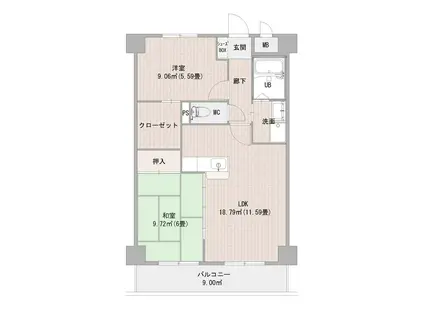 サンライズHIGO(2LDK/5階)の間取り写真