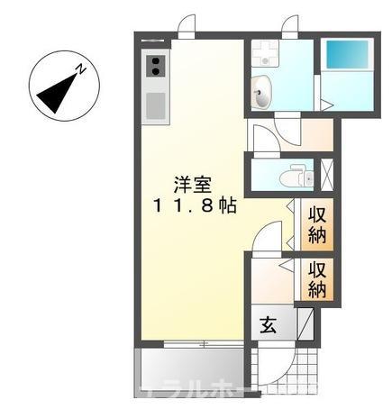 つぼみハイツ(ワンルーム/1階)の間取り写真