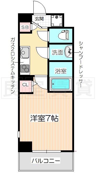 H2マンション(1K/5階)の間取り写真