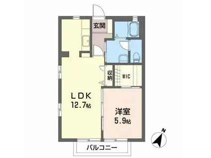ハーモニーIIC(1LDK/2階)の間取り写真