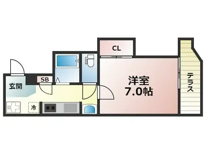 ビアンエトール六甲(1K/1階)の間取り写真