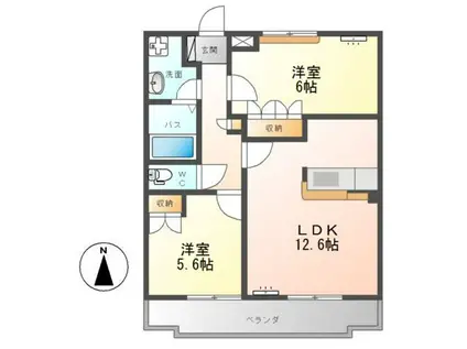 フォル・ルーエ(2LDK/2階)の間取り写真