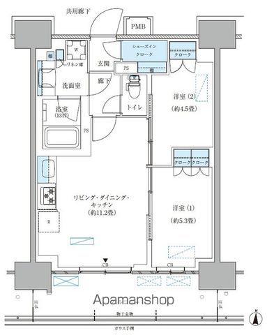 パークアクシス西大島コンフォートスクエア(2LDK/13階)の間取り写真