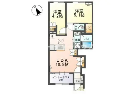 カシェット(2LDK/1階)の間取り写真