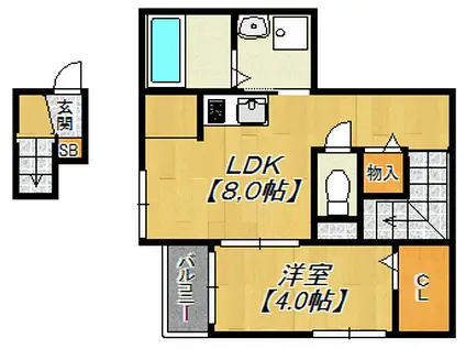 GARNET(1LDK/3階)の間取り写真