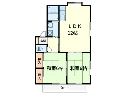 エクセレンス誠和(2LDK/1階)の間取り写真