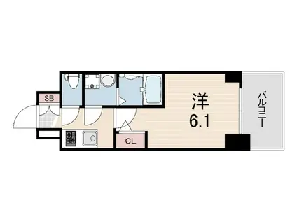 エスリード神戸兵庫駅ミッドポート(1K/11階)の間取り写真