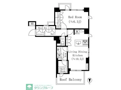 ラクレイス国分寺(1LDK/4階)の間取り写真