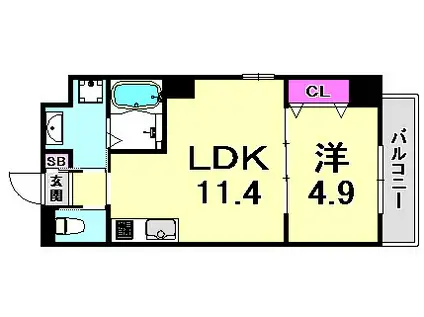 アルカディア(1LDK/4階)の間取り写真