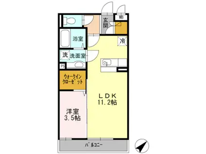 ノール百舌鳥八幡(1LDK/3階)の間取り写真