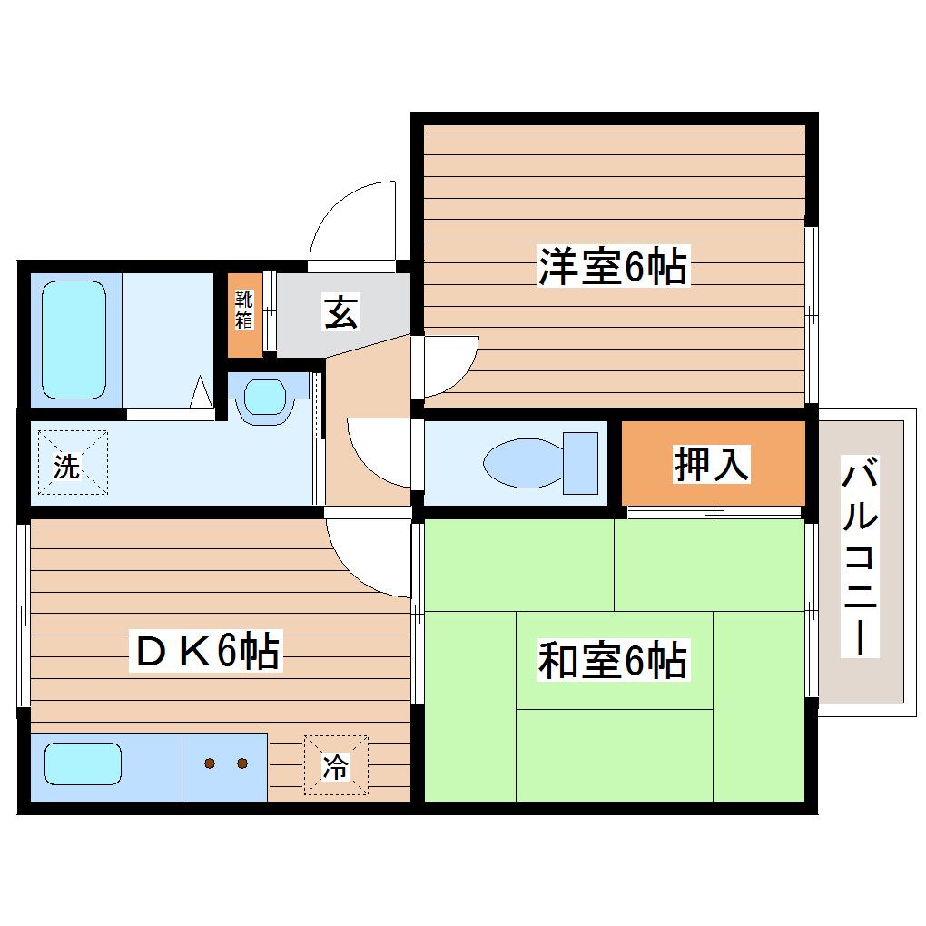 コーポ月山(2DK/1階)の間取り写真