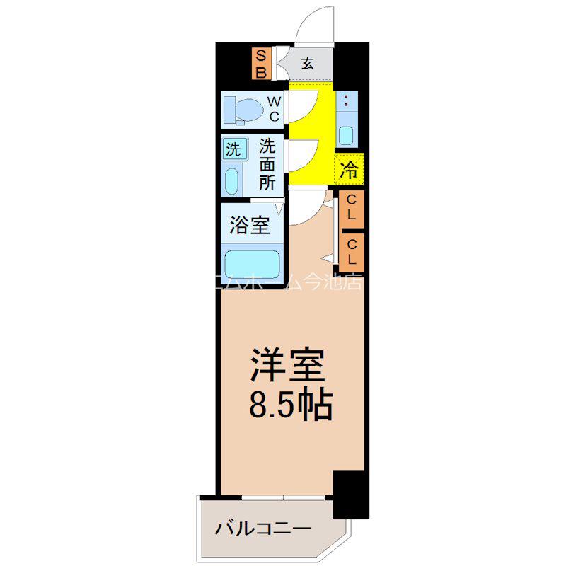 S-RESIDENCE黒川本通一丁目(1K/7階)の間取り写真