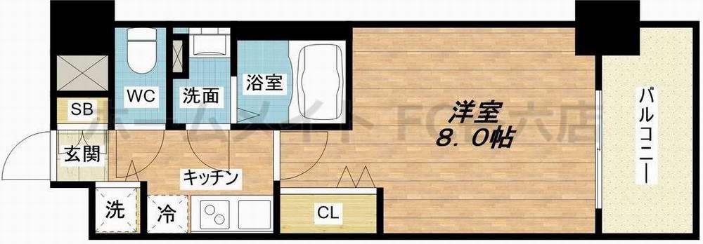 LUXE海老江II(1K/2階)の間取り写真