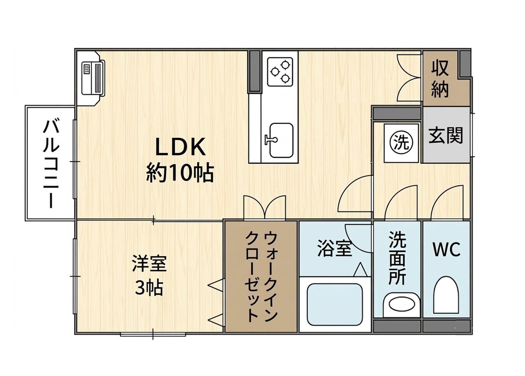 大通ロジュマン(1LDK/1階)の間取り写真