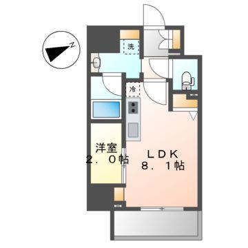 ストーリア名古屋城西(1LDK/9階)の間取り写真