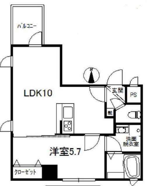 ロゼットII(1LK/2階)の間取り写真