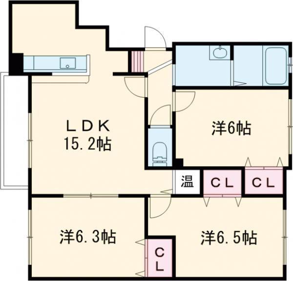 グラスミア恵庭(3LDK/5階)の間取り写真