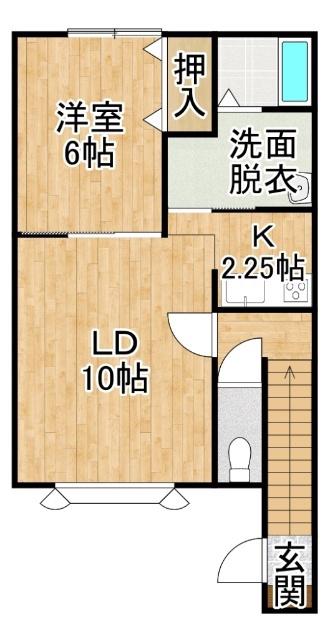 スペースVI(1LDK/2階)の間取り写真
