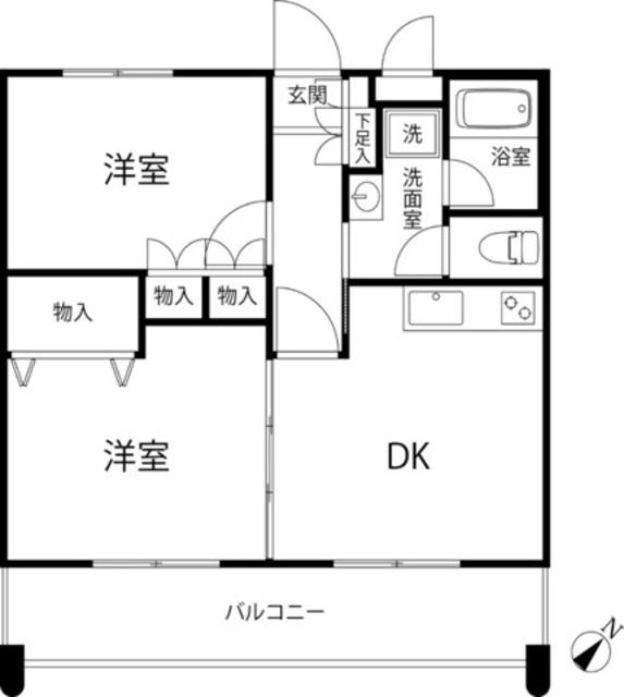 T′S GARDEN MITAKADAI(2DK/2階)の間取り写真