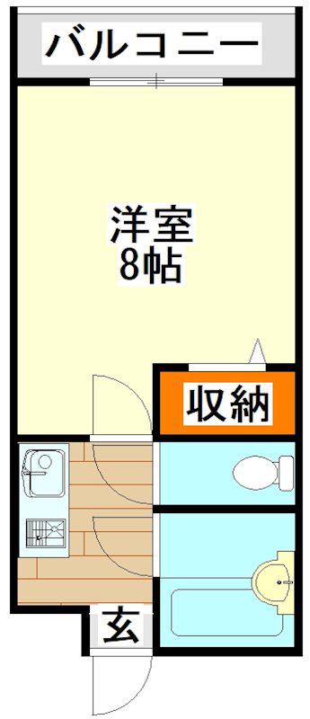 ウィザード九工大前(1K/2階)の間取り写真