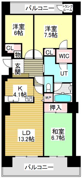 ディーレスティア帯広(3LDK/3階)の間取り写真