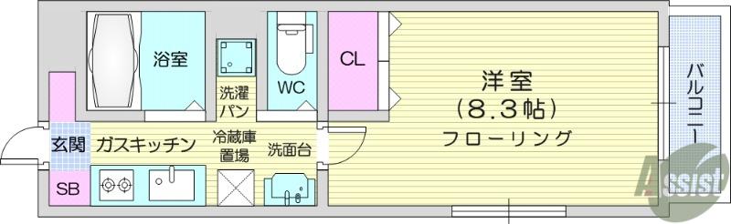 スターリット上杉(1K/4階)の間取り写真