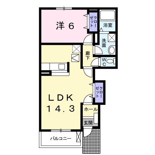TAKASAKI TOTTOSII(1LDK/1階)の間取り写真