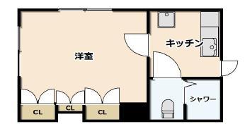ハイツロングアイランドⅡ(1K/1階)の間取り写真