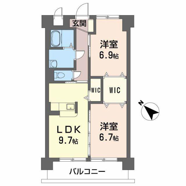 ブルースカイマンションVII(2DK/4階)の間取り写真