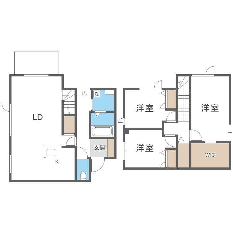 LEAFY FORET B棟(3LDK/1階)の間取り写真