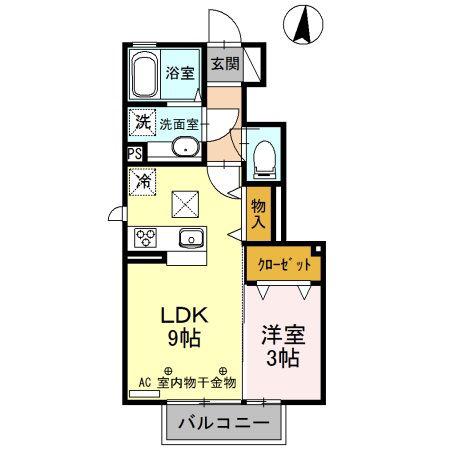 アオーラ泉 A(1LDK/1階)の間取り写真