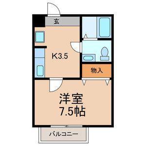 ノーベルパーク8(1K/2階)の間取り写真